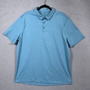 Lululemon Polo‎ Shirt Mens L Green Blue Evolution Golf Athleisure Performance